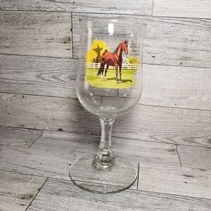 American Saddle Horse Art by GA Patton Clear Glass Goblet Stemmed Wine Glass 6.5